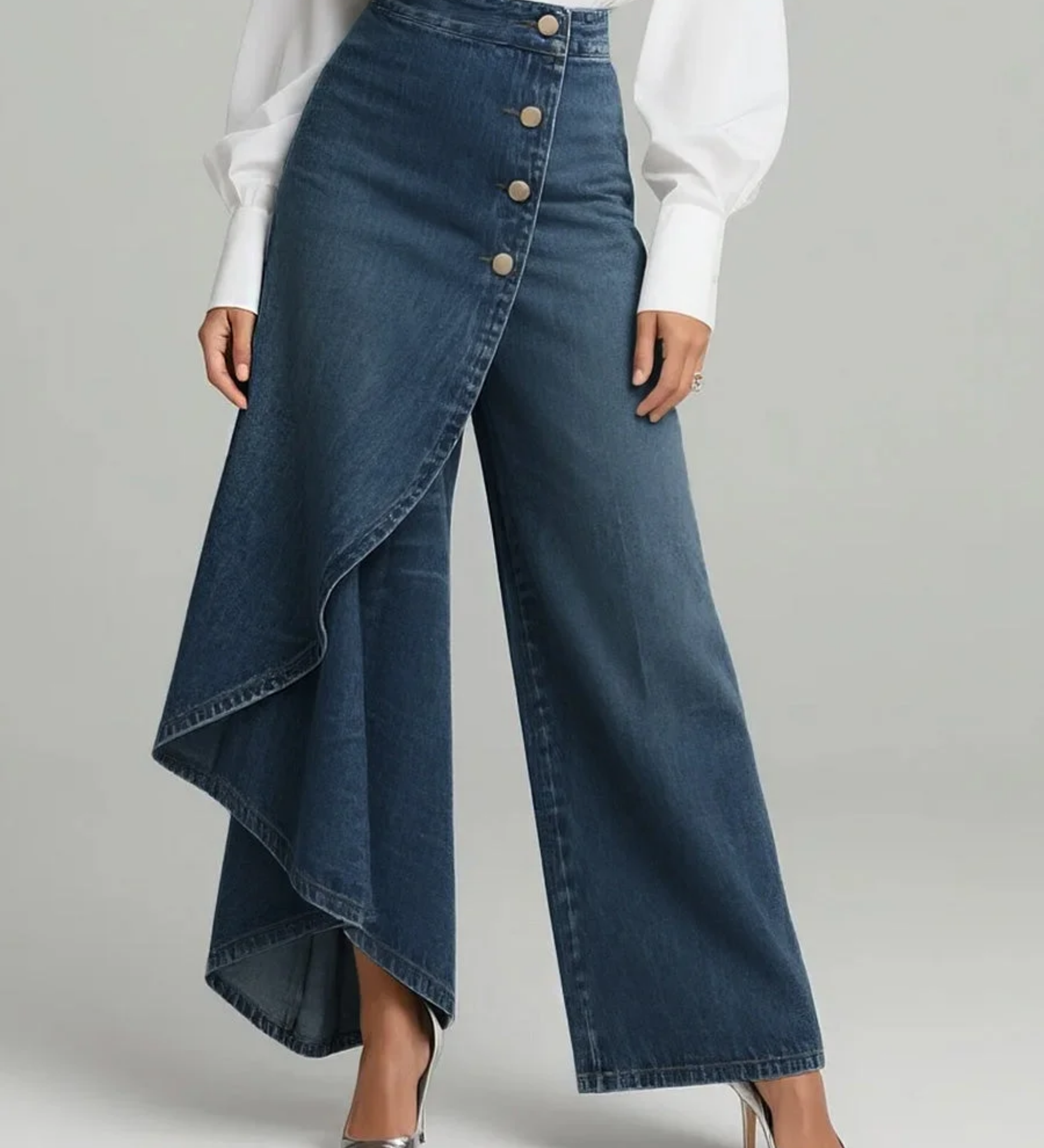 Calvra™ | Jeansbyxor med Omlott
