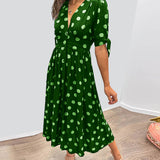 JESSY | STYLISH POLKA DOT V-NECK DRESS