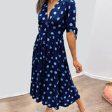 JESSY | STYLISH POLKA DOT V-NECK DRESS