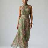 Linnea – Samlad halter midi-klänning