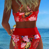 Gun – Blommig bikini med kontrastdetaljer
