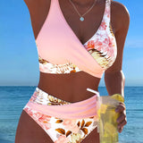 Gun – Blommig bikini med kontrastdetaljer