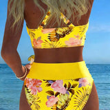 Gun – Blommig bikini med kontrastdetaljer