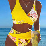Gun – Blommig bikini med kontrastdetaljer