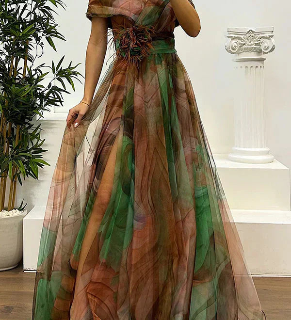 Beata – Elegant off-shoulder-maxiklänning