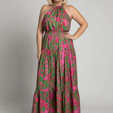 Rebecka – Draperad halter midi-klänning