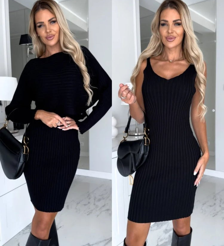 LARISSA™ - Ribbad Stickad Tvådelad Set