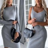 LARISSA™ - Ribbad Stickad Tvådelad Set