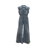 Stella | Jeansjumpsuit med Markerad Midja och Vida Ben