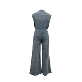 Stella | Jeansjumpsuit med Markerad Midja och Vida Ben