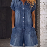 Nora | Ledig Jeansjumpsuit med Shorts