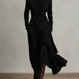 Lonnie | Elegant Höghalset Asymmetrisk Draperad Maxiklänning