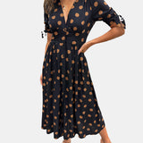 JESSY | STYLISH POLKA DOT V-NECK DRESS