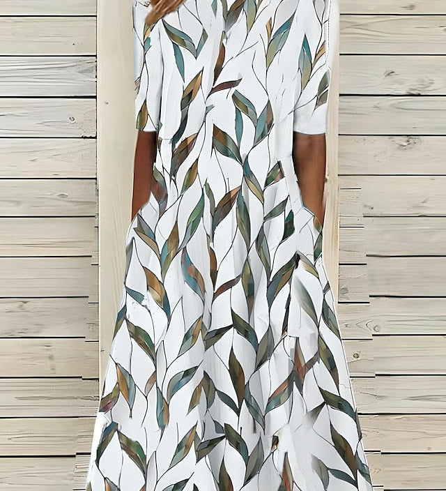 Coastal Bloom Mid-Length Klänning Med Blommönster