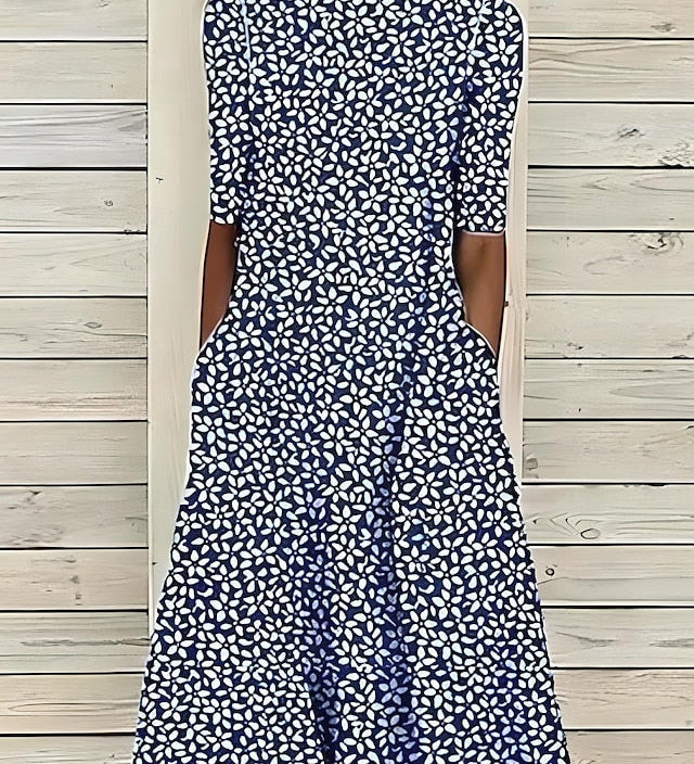 Coastal Bloom Mid-Length Klänning Med Blommönster
